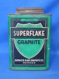 Vintage Tin w Paper Label “Superflake Graphite” - Green & Black – 5” tall