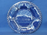 Vintage Blue & White Plate “Memorial Hall” - Made in England – Designed by M.U. Basinger