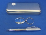 Silvertone Ballpoint Pen & Keychain Gift Set - “Boeing” - In Tin