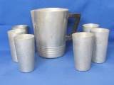 Imperial Quality Aluminum Pitcher & 6 Tumblers – Pitcher is 7 1/2” tall – Tumblers are 4 3/4”