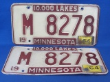 Pair of Minnesota 1964 License Plates – M 8278