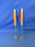 Lot Of 2 Push Style Frothing Whisks – New Stock Still In Bag – 12” & 11 ½” - Nice Set -