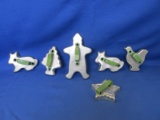 Lot Of 6 Vintage Green Top Pull Cookie Cutters - Please Consult Pictures For Assortment & Sizes -