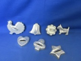 Lot Of 7 Integrated Handle Cookie Cutters - Please Consult Pictures For Assortment & Sizes -