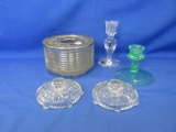 Mixed Lot Of 5 Items For Candles – 4 Candlesticks (Matching Pair) – 1 Candle Warmer -