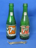 2 Vintage 7-UP Bottles – 1 Rochester, Minn. & “Fresh Up” with Seven-Up Bottle Opener