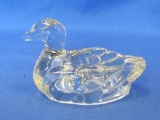 Vintage LE Smith Clear Glass Ashtray – Duck Figurine – 4 1/4” long