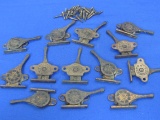 Lot of Antique Iron Window Latches – Banjo Style – Patent Date on Side