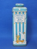 Vintage Tin – Mennen Borated Baby Talcum – Baby in a Boat – 5” tall