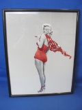 Framed Marilyn Monroe Print – Red Bathing Suit – Plastic Frame is 20 1/4” x 16 1/4”
