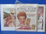 New Matted “Couture May 1951” Print – 2 Vintage Cigarette Ads – 1 with Lucille Ball