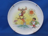 Vintage Melmac Plate – Bullwinkle & the Cheerios Kid – 7 3/4” in diameter – 1970s?
