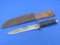 Fixed Blade Knife with Leather Sheath – Marked “C, J. H 10 10 18” - 11” total length
