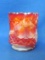 Imperial Slag Glass Toothpick Holder – Red, Orange, White – 2 1/2” tall