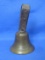 Nice Brass Bell with Leather Handle Strap – About 5 1/2” tall – good sound