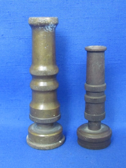 2 Vintage Brass Hose Nozzles “Allenco = Just Rite” & 1 made in USA – 4 1/4” & 3 1/4” long