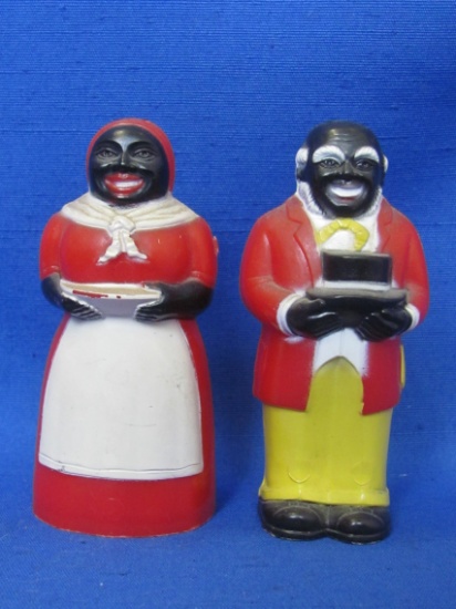 Plastic Aunt Jemima & Uncle Mose Salt & Pepper Shakers – 3 1/2” tall – by F&F Mold & Die