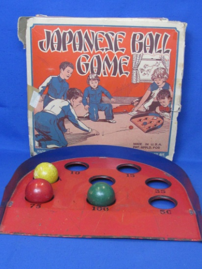 “Japanese Ball Game” Metal Target & 3 Wood Balls – Original Box – Made in USA