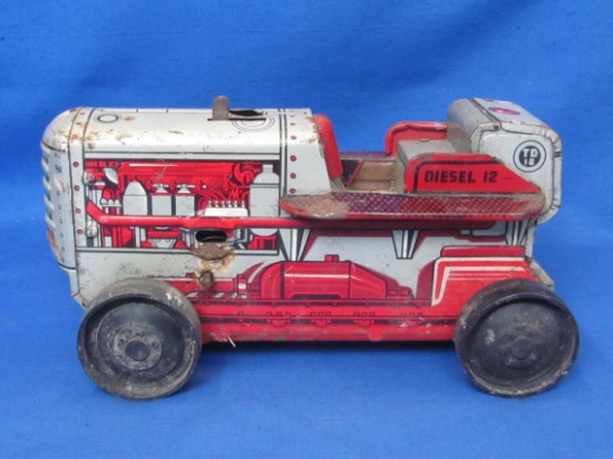 Vintage Marx Tin Wind-Up Tractor – Diesel 12 – 8 1/2” long – Missing Driver & Front Plow