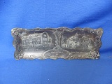Silver Plated Souvenir Tray – Aurora Illinois – Embossed