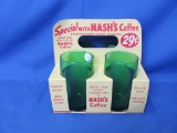 1950's Nash's Coffee Forest Green Tumbler Set With Cardboard Holder