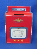 Tin Mail Box Bank by the Ohio Art Co. - 6” tall – Can be wall mounted