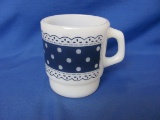 Fire King Anchor Hocking Blue Polka Dot Lace Coffee Cup