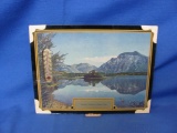 1945 Framed Glacier Park Picture With Thermometer – Not Working