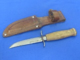 Fixed Blade Knife w Leather Sheath – Frosts made in Sweden – 8” total length