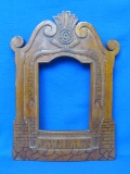 Antique Hand Carved Wood Frame – WWI Memorial? - Foreign Language – 11 3/4” tall
