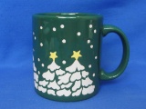 Waechtersbach Mug – Made in Germany – Green with White Christmas Trees – Snowing