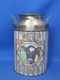 Cute Milk Can Tin “Dairy Goodness” with Cow – 6” tall