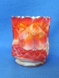 Imperial Slag Glass Toothpick Holder – Red, Orange, White – 2 1/2” tall