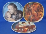 Set of 3 – Pablo Picasso Pottery Plates – 1973 Edition – About 9” in diameter