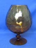 Amber Glass Brandy Snifter/Vase? Quilted Diamond Pattern – From Italy? 8 1/8” tall