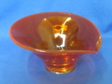 Oblong Viking Glass Bowl in Orange/Amberina – Spout at one end – About 6” in diameter
