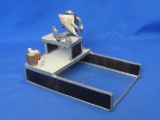 Fun Glass & Metal Note Pad Holder for Desk – Man Reading Newspaper – 6 1/2” x 4 1/2”