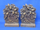 Syroco Wood Bookends – Acorns & Leaves – 6 1/2” tall