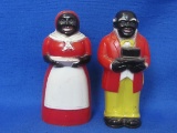 Plastic Aunt Jemima & Uncle Mose Salt & Pepper Shakers – 3 1/2” tall – by F&F Mold & Die