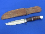 Mossy Oak Fixed Blade Knife with a Leather Sheath – 8” total length