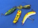 4 Fishing Lures: Lazy Ike is 3 1/2” long – 1 marked Flatfish