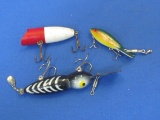 3 Fishing Lures: All unmarked – Longest is 4 1/2”