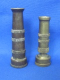 2 Vintage Brass Hose Nozzles “Artisan Genuine” & “Nelson” – 4” & 3 1/2” long
