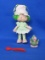 Lime Chiffon Doll with Parfait Parrot & Comb – 1980s – About 5” tall