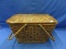 Woven Basket w/ 2 Handles & Hinged Lid – Perfect for a picnic - ~18” x 13” x 9 1/2”T – As shown