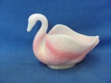 Fenton Pink & White Slag Swan Bowl