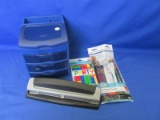 Mixed Lot Of Office/Craft Supplies & More – New Brushes (25) – Hole Punch – Small Organizer -