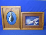 Pair Of Chunky Wood Frames Featuring Birds – Nice Set – Please Consult Pictures -