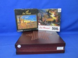 Mixed Lot Of 3 Games & Puzzles As Pictured (Looks Complete?) -