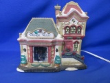 Porcelain Village Lighted Village Tailor 7 ½”L x 4”W x 7 ½”H – Tested & Lights -